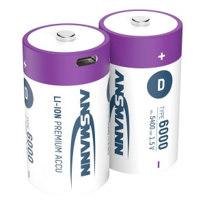 Ansmann 1314-0005 Li-Ion Akkus Mono D Typ 6000 min. 5400 mAh 2er Karton - Batterie - Mono (D)