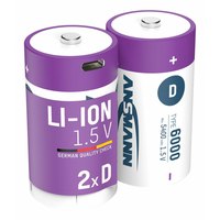 Ansmann 1314-0005 Li-Ion Akkus Mono D Typ 6000 min. 5400 mAh 2er Karton - Batterie - Mono (D)