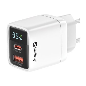 SANDBERG Netzteil - 2-in-1 - 35 Watt - 3 A - PD 3.0, Quick Charge 3.0 - 2 Ausgabeanschlussstellen (USB, 24 pin USB-C)