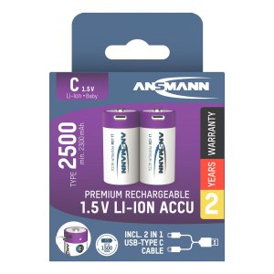 Ansmann ANS 1313-0004 - Li-Ion Akku C Baby 2300 mAh 1.5 V 2er-Pack - Akku - Baby (C)