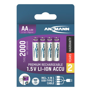 Ansmann Mignon AA -Akku Li-Ion 2000 mAh 1.5 V 4 St. 1312-0036 - Akku - Mignon (AA)