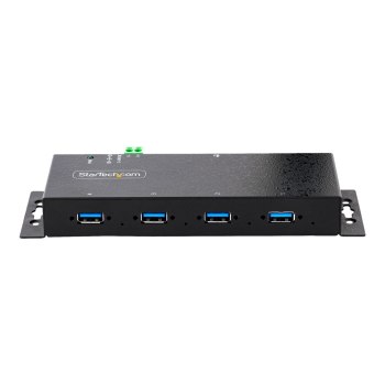 StarTech.com 4-Port Industrial USB 3.0 5Gbps Hub, Rugged USB Hub w/15kV Air/8kV Contact ESD and Surge Protection, DIN/Wall/Desk Mountable USB-A Hub, USB Expansion Hub with Locking Ports - Metal Construction (5G4AINDNP-USB-A-HUB)