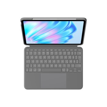 Logitech Combo Touch - Tastatur und Foliohülle - mit Trackpad - hintergrundbeleuchtet - Apple Smart connector - QWERTZ - Deutsch - Oxford Gray - für Apple 10.9-inch iPad Air (5th generation)