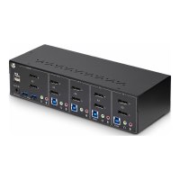 StarTech.com 4-Port Dual-Monitor DisplayPort KVM Switch, 4K 60Hz, 2x USB 5Gbps Hub Ports, 2x USB 2.0 HID Ports, Hotkey and Push-Button Switching, TAA Compliant - 3.5mm Audio, HDCP (P4DD46A2-KVM-SWITCH)