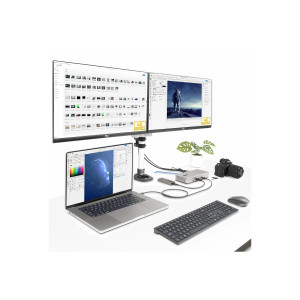 StarTech.com Thunderbolt 4 Multi-Display Docking Station, Dock per monitor quadruplo/triplo/doppio, 2x HDMI/2x DisplayPort, 7x hub USB, 2.5 Gigabit Ethernet, 98W Power Delivery, per Windows/MacBook - Cavo host TB4 (132UE-TB4USB4DOCK)