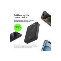 Belkin BoostCharge Pro - Induktive Power Bank - magnetisch mit Qi2 - 10000 mAh - 15 Watt - Fast Charge, PD - 2 Ausgabeanschlussstellen (magnetisch, 24 pin USB-C)