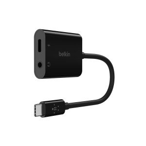 Belkin RockStar - USB-C zu Kopfhöreranschluss / Ladeadapter - 24 pin USB-C männlich zu 24 pin USB-C, Mini-Stecker weiblich - 19.6 cm - USB Power Delivery (60W)