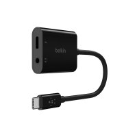 Belkin RockStar - USB-C zu Kopfhöreranschluss / Ladeadapter - 24 pin USB-C männlich zu 24 pin USB-C, Mini-Stecker weiblich - 19.6 cm - USB Power Delivery (60W)