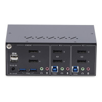 StarTech.com 2-Port Dual-Monitor DisplayPort KVM Switch, 4K 60Hz, 2x USB 5Gbps Hub Ports, 2x USB 2.0 HID Ports, Hotkey and Push-Button Switching, TAA Compliant - ESD Level 3 Protection (P2DD46A2-KVM-SWITCH)