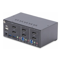 StarTech.com 2-Port Dual-Monitor DisplayPort KVM Switch, 4K 60Hz, 2x USB 5Gbps Hub Ports, 2x USB 2.0 HID Ports, Hotkey and Push-Button Switching, TAA Compliant - ESD Level 3 Protection (P2DD46A2-KVM-SWITCH)