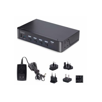 StarTech.com 4-Port DisplayPort 1.4 KVM Switch, 8K 60Hz / 4K 144Hz, 2x USB 3.0 Ports, 4x USB 2.0 Ports, Hotkey Switching, TAA Compliant (D86A2-4-PORT-8K-KVM)