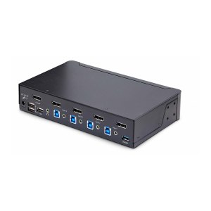 StarTech.com 4-Port DisplayPort 1.4 KVM Switch, 8K 60Hz / 4K 144Hz, 2x USB 3.0 Ports, 4x USB 2.0 Ports, Hotkey Switching, TAA Compliant (D86A2-4-PORT-8K-KVM)