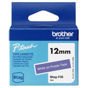 Brother BTAG-F35 - Bianco su viola - Rotolo (1,2 cm x 4 m)