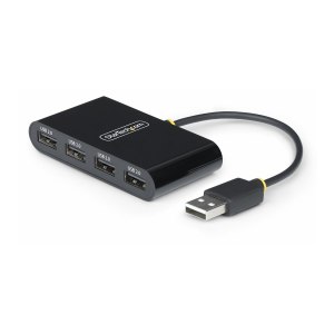 StarTech.com Hub USB 2.0 a 4 porte, USB alimentato tramite bus, Mini hub USB da viaggio, Splitter USB 2.0, Hub USB portatile multiporta, 480 Mbps, Protezione da sovracorrente (OCP)