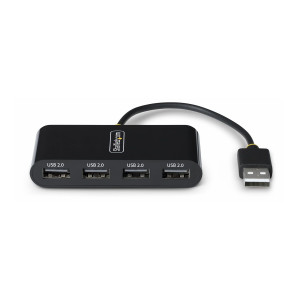 StarTech.com Hub USB 2.0 a 4 porte, USB alimentato tramite bus, Mini hub USB da viaggio, Splitter USB 2.0, Hub USB portatile multiporta, 480 Mbps, Protezione da sovracorrente (OCP)