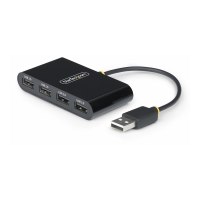 StarTech.com 4-Port USB 2.0 Hub, USB Bus Powered, Small Travel Mini USB Hub, USB 2.0 Splitter, Multi-Port Portable USB Hub, 480Mbps, Overcurrent Protection (OCP)