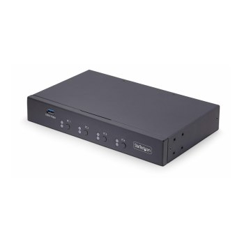 StarTech.com 4-Port KM Switch with Mouse Roaming, USB Switch for Keyboard/Mouse, 3.5mm and USB Audio, Peripheral Sharing for 4 Computers, USB 3.0 Switcher, TAA Compliant - Hotkey/Pushbutton Switching (P4A20132-KM-SWITCH)