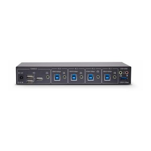 StarTech.com 4-Port KM Switch with Mouse Roaming, USB Switch for Keyboard/Mouse, 3.5mm and USB Audio, Peripheral Sharing for 4 Computers, USB 3.0 Switcher, TAA Compliant - Hotkey/Pushbutton Switching (P4A20132-KM-SWITCH)