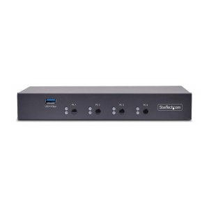 StarTech.com 4-Port KM Switch with Mouse Roaming, USB Switch for Keyboard/Mouse, 3.5mm and USB Audio, Peripheral Sharing for 4 Computers, USB 3.0 Switcher, TAA Compliant - Hotkey/Pushbutton Switching (P4A20132-KM-SWITCH)