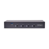 StarTech.com 4-Port KM Switch with Mouse Roaming, USB Switch for Keyboard/Mouse, 3.5mm and USB Audio, Peripheral Sharing for 4 Computers, USB 3.0 Switcher, TAA Compliant - Hotkey/Pushbutton Switching (P4A20132-KM-SWITCH)