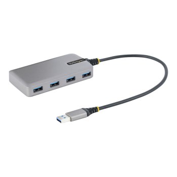 StarTech.com Hub USB a 4 porte, USB 3.0 5 Gbps, alimentato tramite bus, Hub da USB-A a 4x USB-A con ingresso alimentazione ausiliario opzionale, Hub USB portatile da scrivania/laptop con cavo da 30 cm