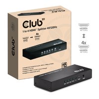 Club 3D HDMI Splitter 1 Eingang -> 4 Ausgänge 4K120Hz UHD retail - KVM-Umschalter - 4-Port