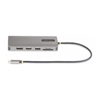 StarTech.com USB-C Triple-Monitor Multiport Adapter, HDMI/DP/Card Reader