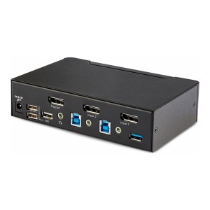 StarTech.com 2-Port DisplayPort KVM Switch, 8K 60Hz / 4K 144Hz, Single Display, DP 1.4, 2x USB 3.0 Ports, 4x USB 2.0 HID Ports, Push-Button & Hotkey Switching, TAA Compliant - OS Independent, Metal Housing (D86A2-2-PORT-8K-KVM)