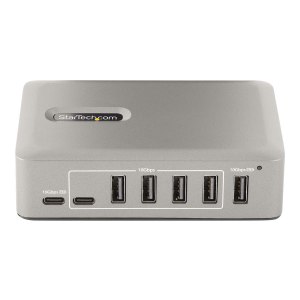 StarTech.com 10-Port USB-C Hub, 8x USB-A + 2x USB-C, Self-Powered w/ 65W Power Supply, USB 3.1 10Gbps Hub w/ BC1.2 Charging, Desktop/Laptop USB Hub with 3ft Locking USB-IF Certified Cable - USB Expansion Hub (10G8A2CS-USB-C-HUB)