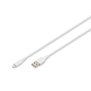 DIGITUS Lightning silicone connection cable, USB-A - Lightning 0.5m, white