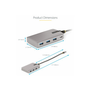 StarTech.com Hub USB-C a 4 porte con uscita video USB-C DP Alt Mode 4K 60Hz, 3x USB-A, 1x USB-C, Pass-Through Power Delivery 100W, USB 3.2 Gen 2 (10Gbps)