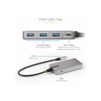 StarTech.com Hub USB-C a 4 porte con uscita video USB-C DP Alt Mode 4K 60Hz, 3x USB-A, 1x USB-C, Pass-Through Power Delivery 100W, USB 3.2 Gen 2 (10Gbps)