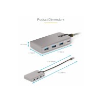 StarTech.com Hub USB-C a 4 porte con uscita video USB-C DP Alt Mode 4K 60Hz, 3x USB-A, 1x USB-C, Pass-Through Power Delivery 100W, USB 3.2 Gen 2 (10Gbps)