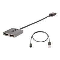 StarTech.com 2-Port DisplayPort MST Hub, Dual 4K 60Hz, DP to 2x DisplayPort Monitor Adapter, DP 1.4 Multi-Monitor Video Adapter w/ 1ft Built-in Cable, USB Powered, Windows Only - Multi Stream Transport Hub (MST14DP122DP)