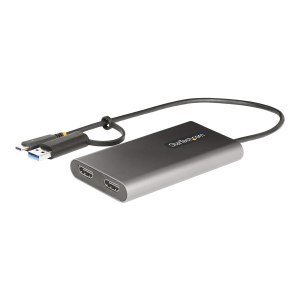 StarTech.com USB-C to Dual-HDMI Adapter, USB-C or A to 2x HDMI, 4K 60Hz, 100W PD Pass-Through, 1ft (30cm)