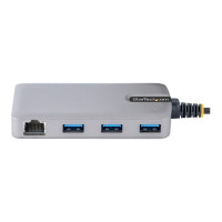 StarTech.com Hub USB a 3 porte con Ethernet, 3 porte USB-A, Gigabit Ethernet RJ45, USB 3.0 5 Gbps, alimentato tramite bus, Hub USB con GbE e cavo lungo 30 cm, Hub USB portatile per laptop - Hub di espansione USB con adattatore Ethernet (5G3AGBB-USB-A-HUB)