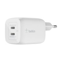 Belkin BoostCharge Pro GaN - Netzteil - PPS- und GaN-Technologie - 65 Watt - Fast Charge, PD 3.0 - 2 Ausgabeanschlussstellen (2 x USB-C)