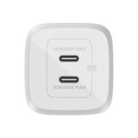 Belkin BoostCharge Pro GaN - Netzteil - PPS- und GaN-Technologie - 65 Watt - Fast Charge, PD 3.0 - 2 Ausgabeanschlussstellen (2 x USB-C)