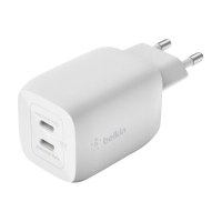 Belkin BoostCharge Pro GaN - Netzteil - PPS- und GaN-Technologie - 65 Watt - Fast Charge, PD 3.0 - 2 Ausgabeanschlussstellen (2 x USB-C)