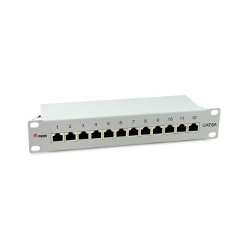 Equip Patchpanel 12x RJ45 Cat6A 10″ FTP 1HE Premium hellgrau - Patch-Panel