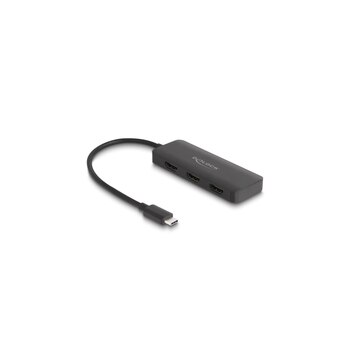 Delock USB Type-C Splitter (DP Alt Mode) zu 3 x HDMI MST 4K 60 Hz - USB Typ-C - 3840 x 2160 - Schwarz - 1.4/2.2 - 4K Ultra HD - Rundkabel