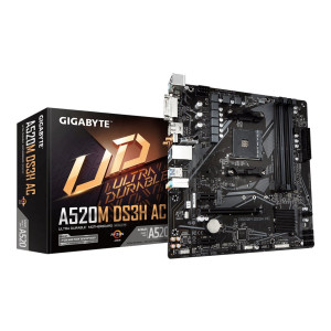 Gigabyte A520M DS3H AC - 1.X - Motherboard - micro ATX - Socket AM4 - AMD A520 Chipsatz - USB 3.2 Gen 1 - Gigabit LAN, Wi-Fi, Bluetooth - Onboard-Grafik (CPU erforderlich)