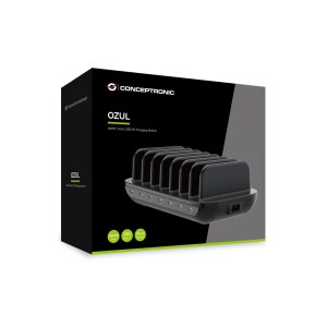 Conceptronic OZUL07B 160W 7-Port USB PD Charging Station,...