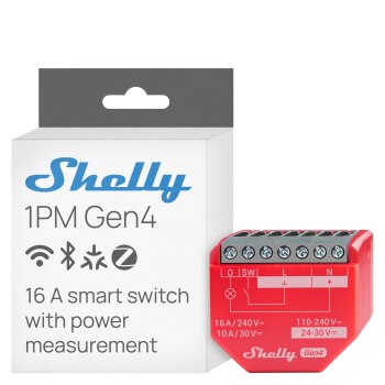 Shelly · Unterputz·″″1PM Gen4″″· Relais· max 16A· 1 Kanal· Messfunktion· WLAN·
