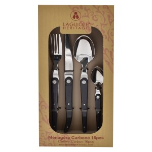 Jean Dubost . Besteck-Set aus Carbon - 16-teilig