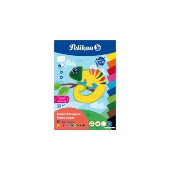 Pelikan Tonpapier Block A3.10 Blatt in 10 Farben Blauer Eng.