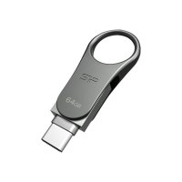 Silicon Power Mobile C80 - 64 GB - USB Type-A / USB Type-C - 3.2 Gen 1 (3.1 Gen 1) - Senza coperchio - 8 g - Titanio