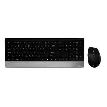 MEDIARANGE Funk-Tastatur- und Maus-Set Highline Serie QWERTZ Sued-Slawisch schwarz/silber - Maus