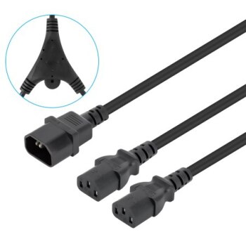 Manhattan 157469 cavo di alimentazione Nero 1,8 m Accoppiatore C14 2 x Attacco C13