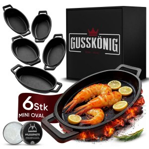 Gusskönig Eingebrannte Oval Mini Gusseisen Pfanne 6x...